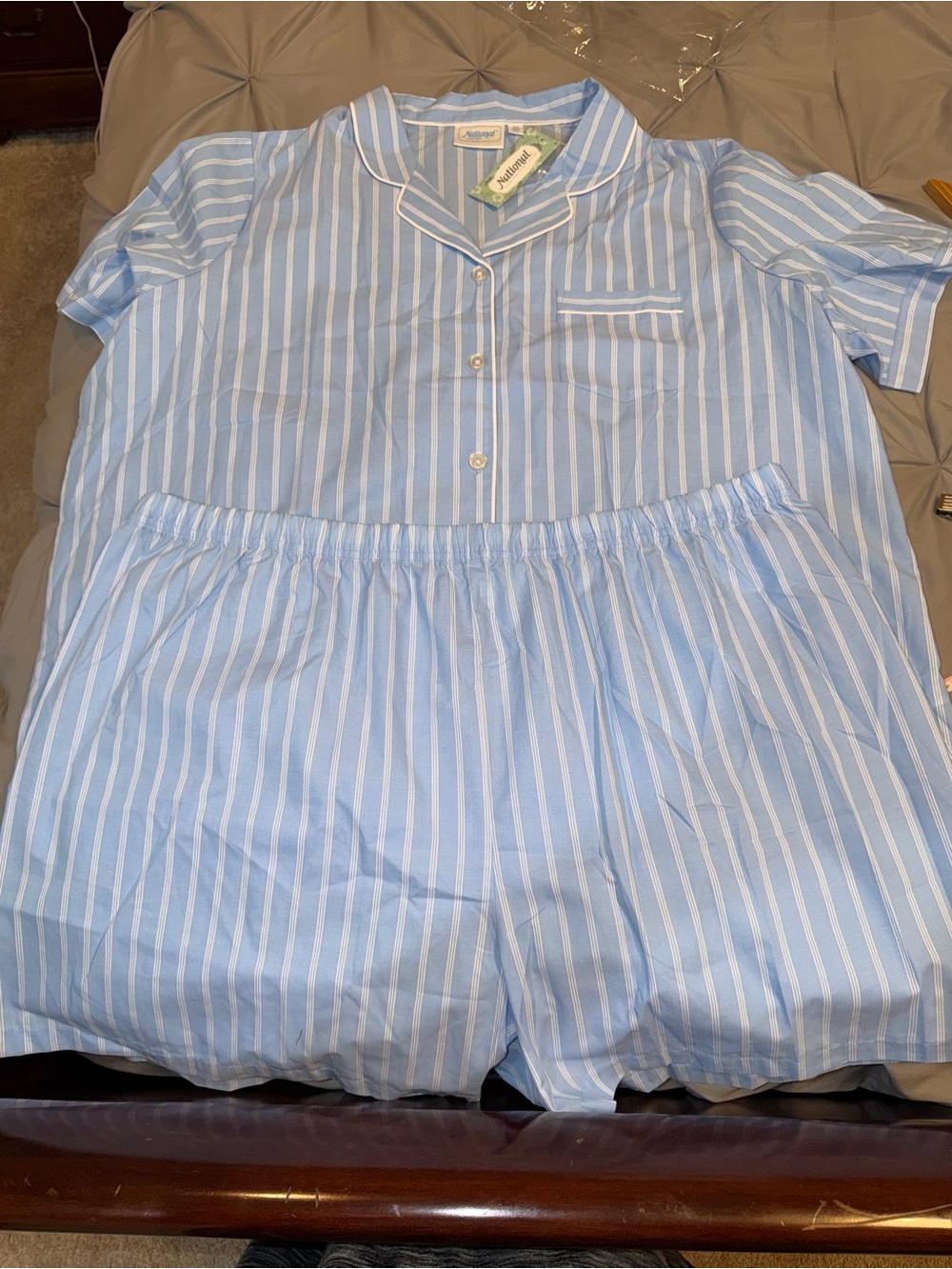 Classic Blue & White Stripe Womans Pajama Set
